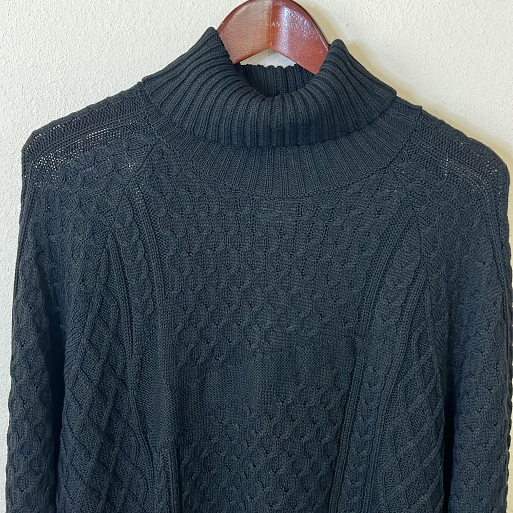 Nike Cable Knit Sweater Turtleneck Black Size Medium Mens Loose Fit - Picture 4 of 16